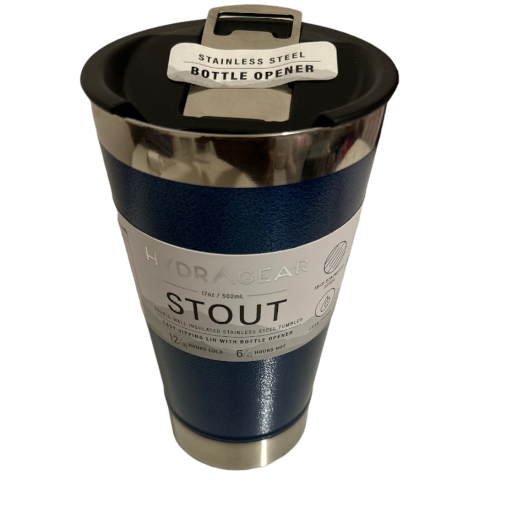 HYDRAGEAR 17oz Blue Stout Tumbler Stainless Steel Double Wall with Bottle Opener